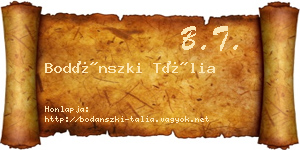 Bodánszki Tália névjegykártya